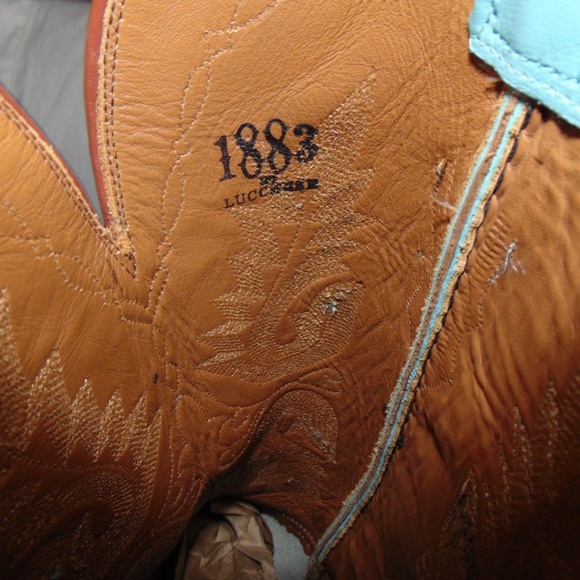 LUCCHESE 1883 Women Cowboy Boot Brown/Blue sz 7.5 - Picture 8 of 8
